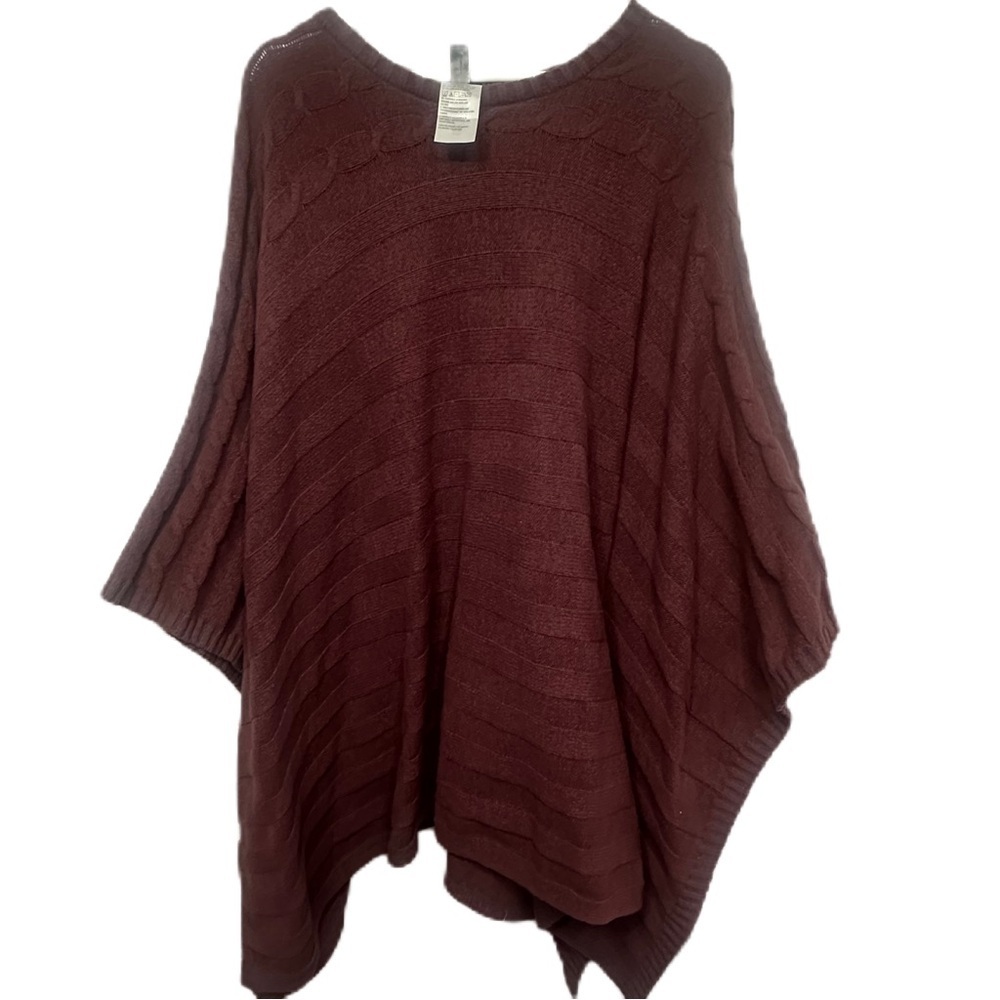 Lisa Rinna Collection Cable Knit Poncho Size M/L - Picture 7 of 11